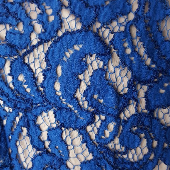 Coldwater Creek Women p12 Royal Blue Lace Overlay Lined Dress - Picture 9 of 12